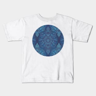 Aqua, Cobalt Blue & Purple Protea Doodle Pattern Kids T-Shirt